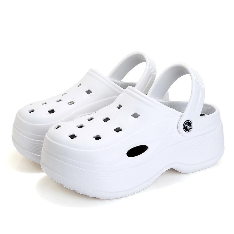 Туфли с дырочками на толстой подошве 7см, женские летние уличные туфли-бисквиты с увеличением роста 36-37 белый