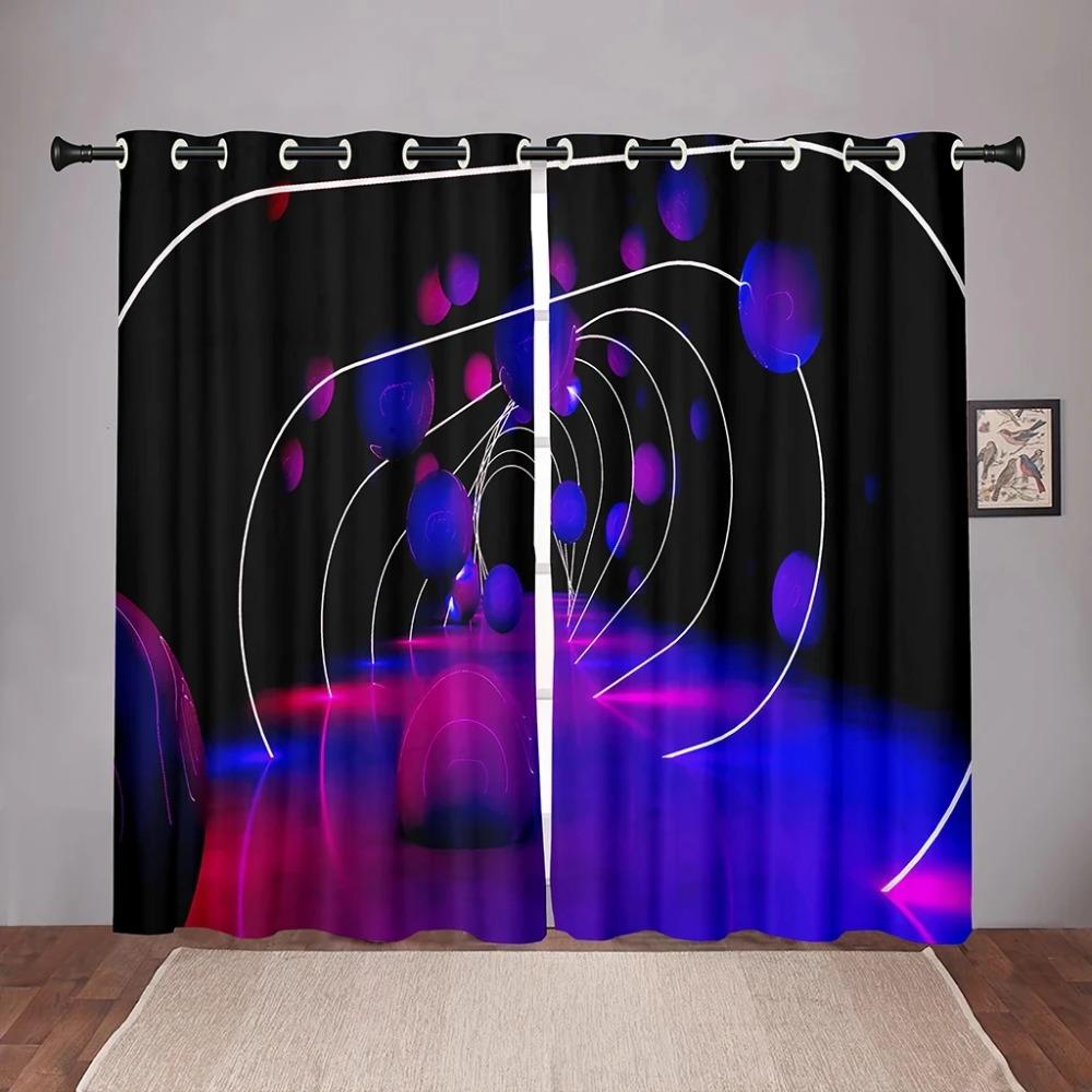 Thick Neon Emitted Light Cool Kids Blackout Window Curtain for Bedroom Living Room Bathroom Kicthen Door Hall Home High Shading