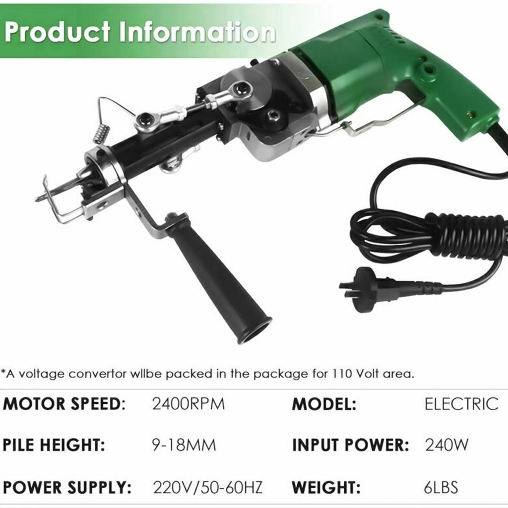 240w Cut Pile & Loop Electric Hand Rug Tufting Guns Carpet Weaving Machine 9-18m 2-in-1 220V