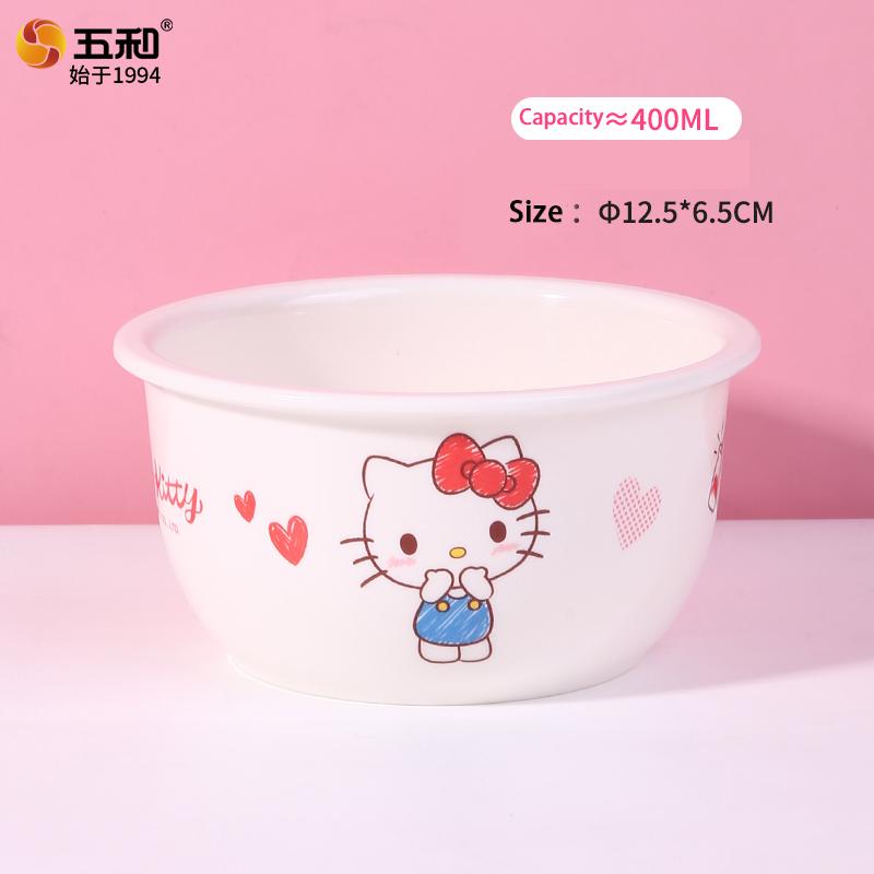 For Sanrio Hello Kitty Tableware Breakfast Rice Bowl Safe and Heat-Resistant Plate Cup Spoon Melamine Tableware for Cutlery Bowl