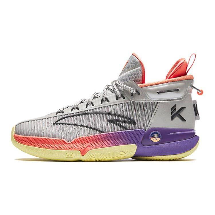 Anta Kids KT9 Durable High-Top Basketball Shoes Kids Basketball Shoes Gray Purple 312421130-3