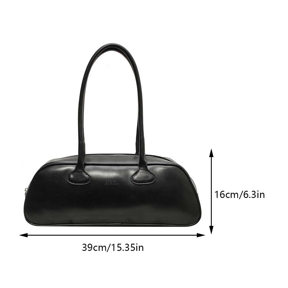 Women Fashion Shoulder Bag Large Capacity PU Leather Vintage Armpit Bags Solid Color Versatile Bowling Bag Commuting Handbag