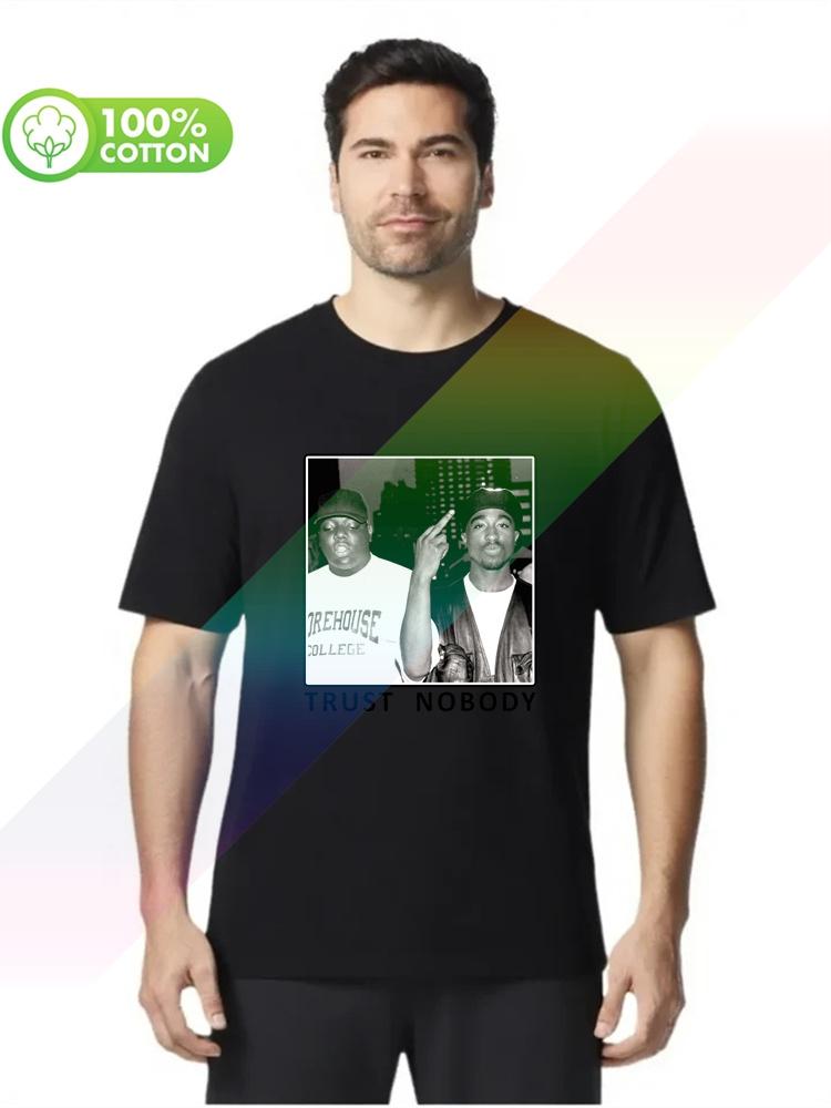 100 cotton round neck heavy weight Unisexs Tshirt TUPAC BIGGIE TRUST NOBODY Tshirt BIG 2PAC HipHop S3XL Tops Tees