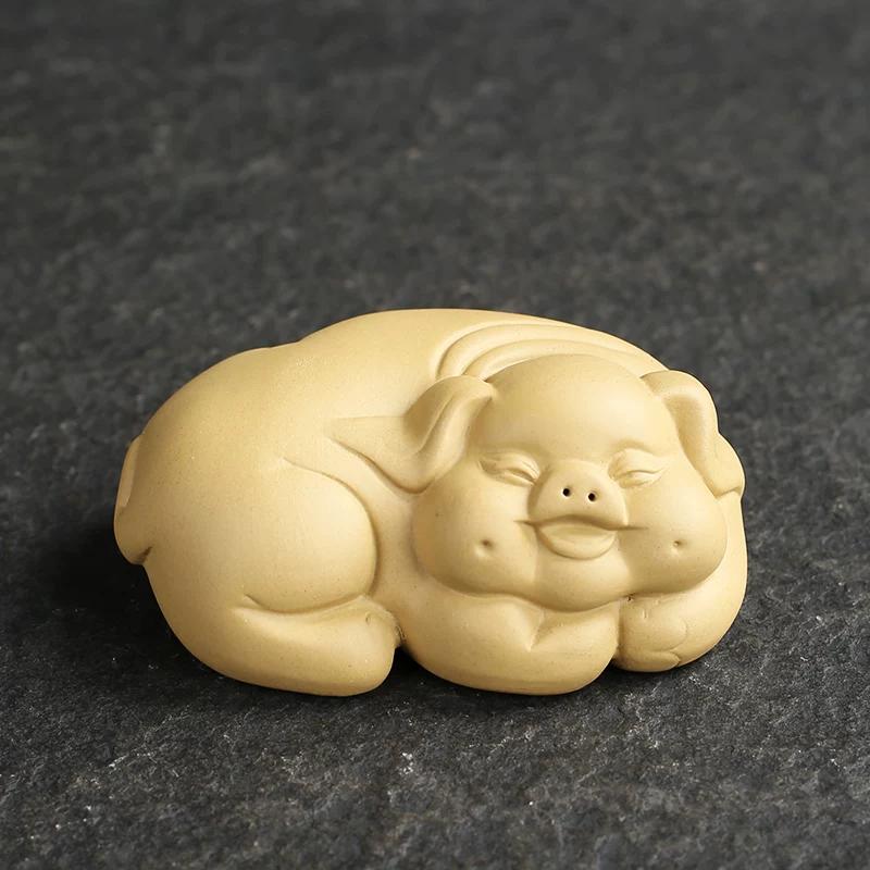 

1pc Purple Clay Tea Pet Little Pig Cute Tea Play Desktop Mini Ornament Home Furnishings Ornament Tea Ceremony Accessories 8x3.5cm жовтий
