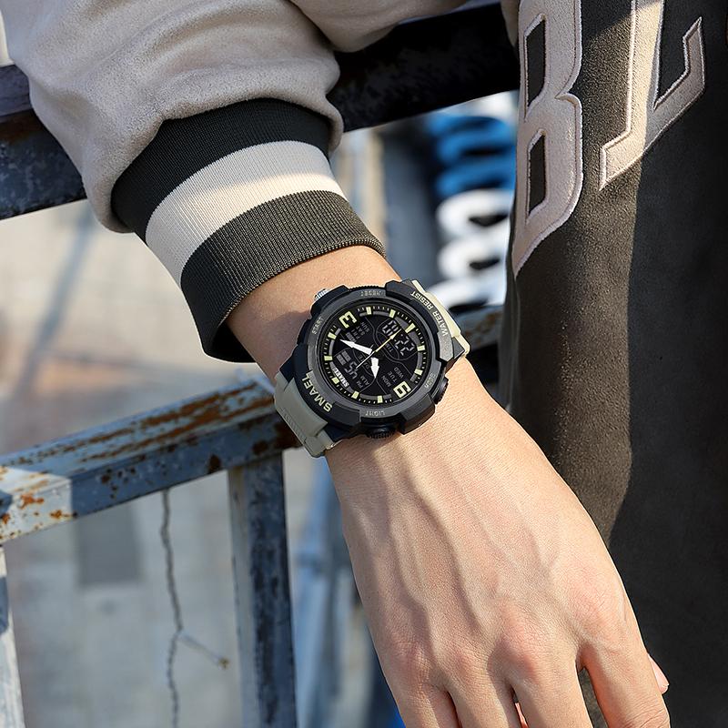 Herre Militærklokke Nye moteklokker Quartz Armbåndsur Herre 50m vanntett sportsklokke Digital Shock Army Watch