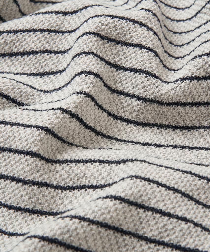 CUZNELLO Cool Cotton Striped Polo Short Sleeve Knit_Oatmeal
