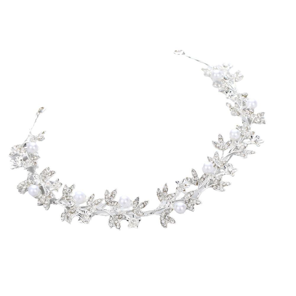 

Rhinestone Bride Headdress Flower Wedding Wreath Elegant Photography Headband Hair Jewelry Style A