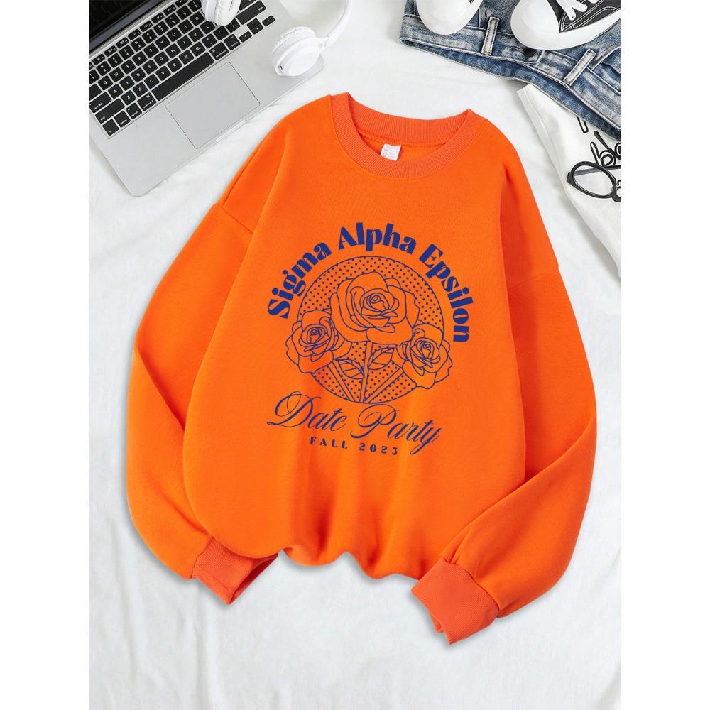 Sigma Alpha Epsilon Date Party Prints Sweatshirts Women Loose Casual Hoodies Crewneck Soft Pullover Warm Winter Clothes