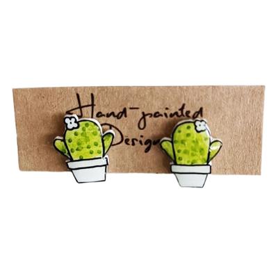 [R7897] - Handmade 'Nursery Nursery Rhymes' Cactus Earrings - 12 Mm