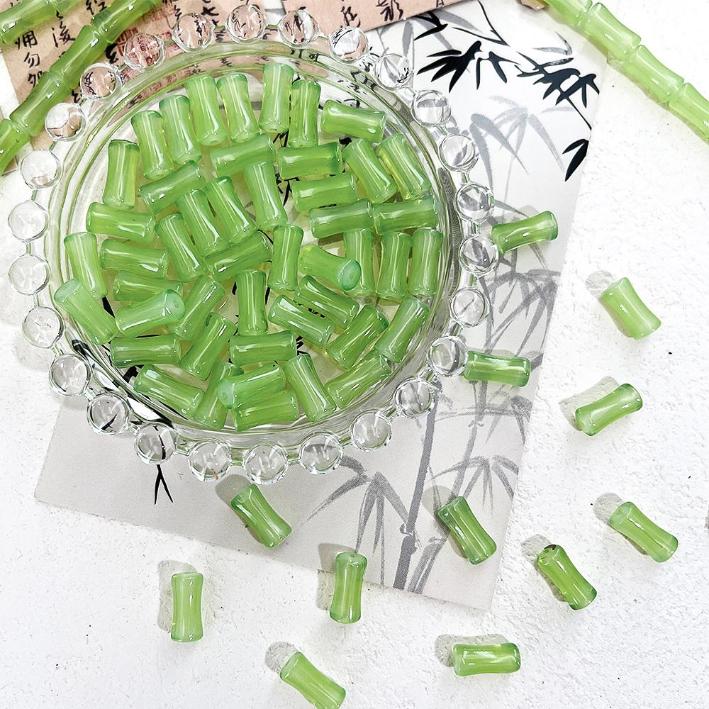 

20/60pcs New Style Glass Bamboo Shaped Scattered Bead For DIY Bracelet Necklace Keychain Bead Jewelry Accessories Material 20pcs зелений