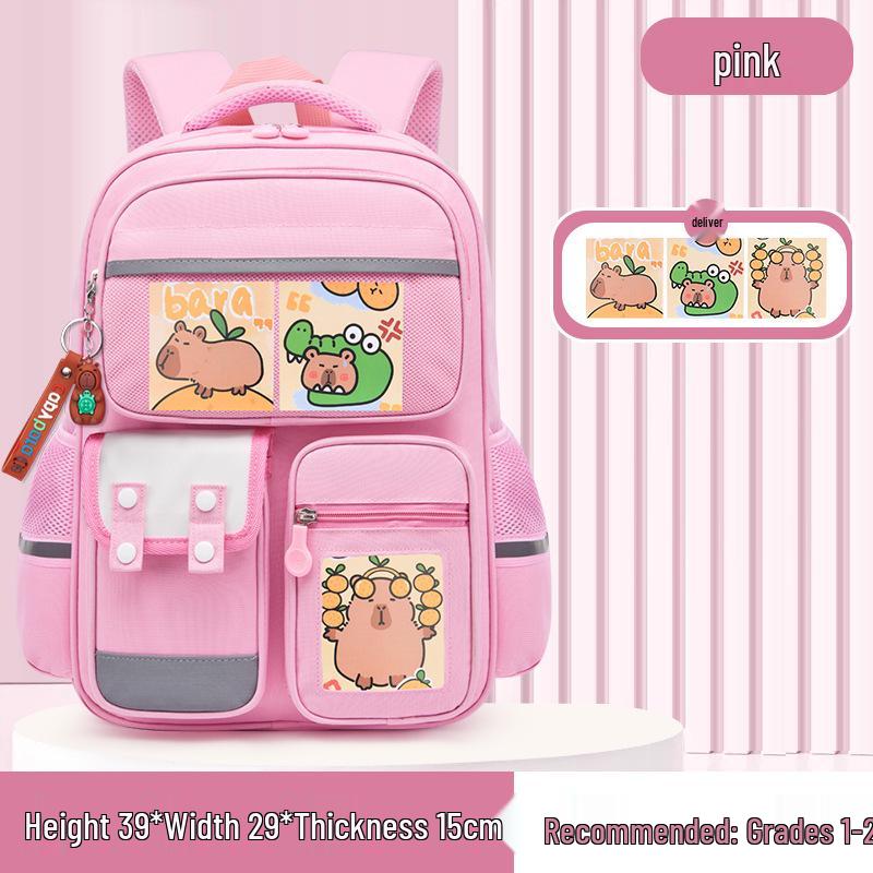 

Милый рюкзак Capybara большой вместимости для мальчиков и девочек начальной школы (1-6 классы) с защитой позвоночника Backpack + 3 Cards + Keychain