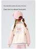 Girls' Cartoon Baseball Jacket: Warm, Fleece-Lined, Thick Cotton Coat With Stand Collar for Autumn/Winter.