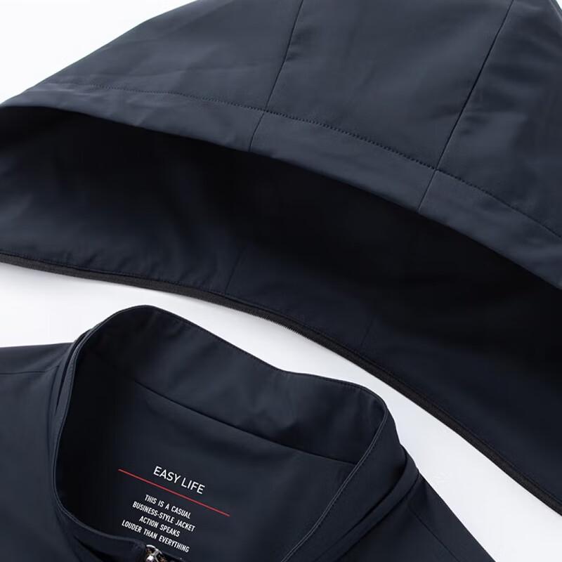 ROMON Men's Detachable Hooded Business Casual Jacket