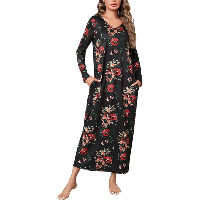 Women's Long-Sleeve Cotton Nightgown Pajamas