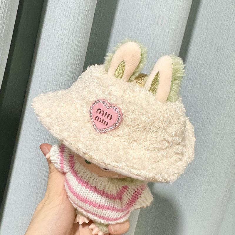 Doll Accessories For Labubu V1 V2 Idol Cute Doll Clothes Fashion Sweater Outfit Accessories Sitting Party Pink White Striped Sweater Cup Clothing