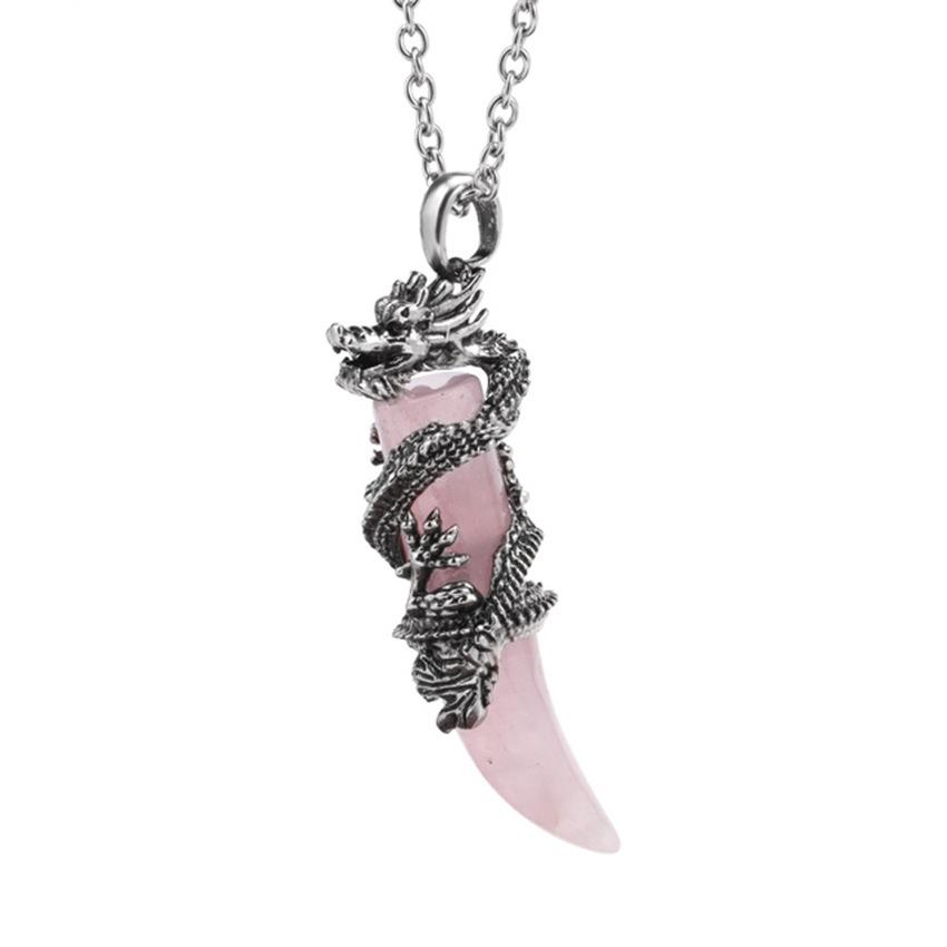 Natural Amethyst Dragon Stone Pendant Crystal Necklace, Suitable For Both Men And Women And Everyday Wear.