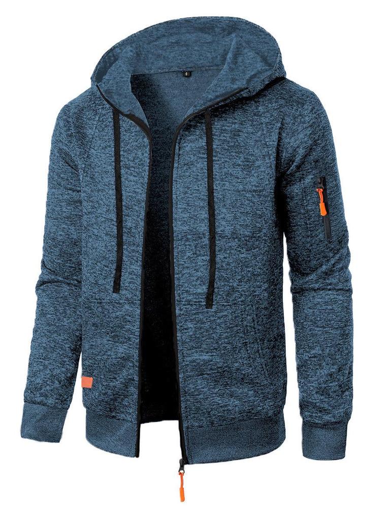 Men's Jacquard Knit Sports Hoodie Cardigan