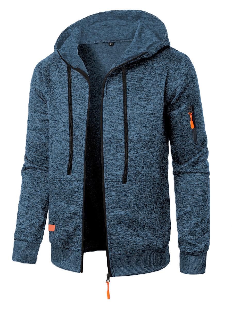 

Men s Casual Knitted Jacquard Hoodie Cardigan L джинсовий синього кольору