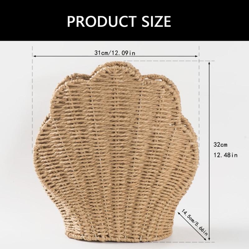 Paper Rope Woven Shell Shaped Basket Decorative Toy Storage Bin Desktop Sundries Organizer Home Organization Tool