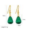 Chic Cat's Eye Green Water Drop Pendant Earrings - European & American Style with Natural Stone