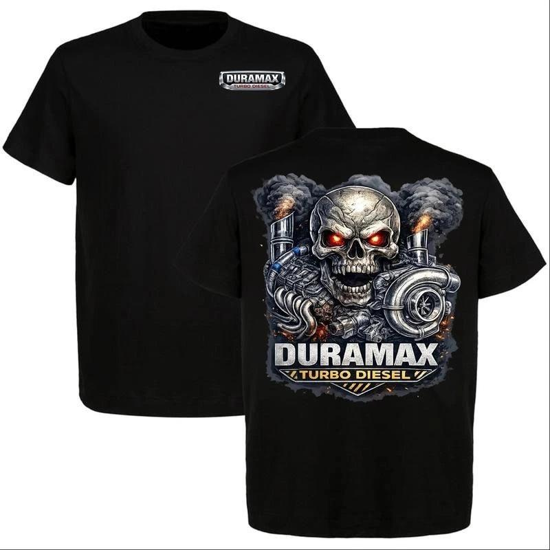 Duramax Turbo Diesel Skull T-Shirt, Graphic Tee for Truck Lovers, Heavy Duty Eng XXXXL