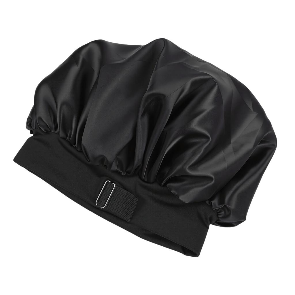 Sleep Bonnet Adjustable Head Wrap Anti Slip Double Layer Hair Bonnet for Long Curly Braided Hair Black with Black Lining