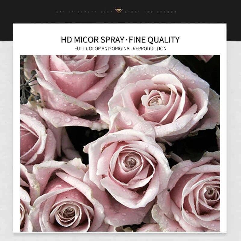 Rose Flower Pink Car Street Girl Building Wall Art Canvas Painting Nordic Posters And Prints Wall Pictures For Living Room Decor