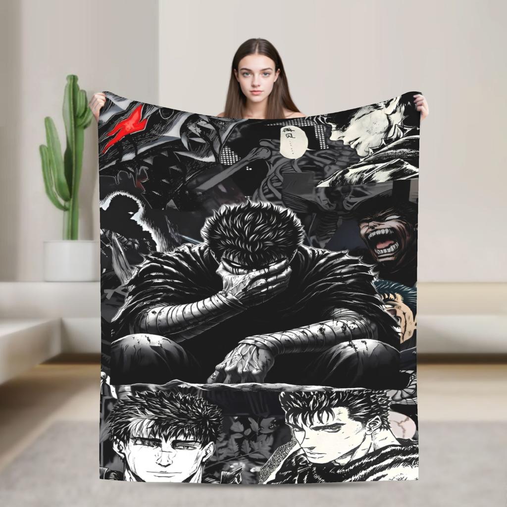 Anime Decke Warm Weich Neuheit B-Berserks Plüsch Bettwäsche Überwürfe Für Heimdeko Reise Büro Flanell Tagesdecke Bettbezug