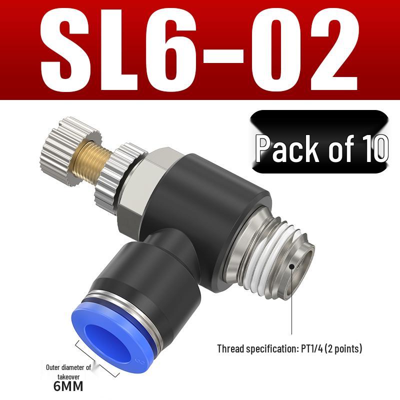 Adjustable Pneumatic Throttle and Speed Control Valve with Quick Connector for Air Tubes SL4 6 8-M5-01-02