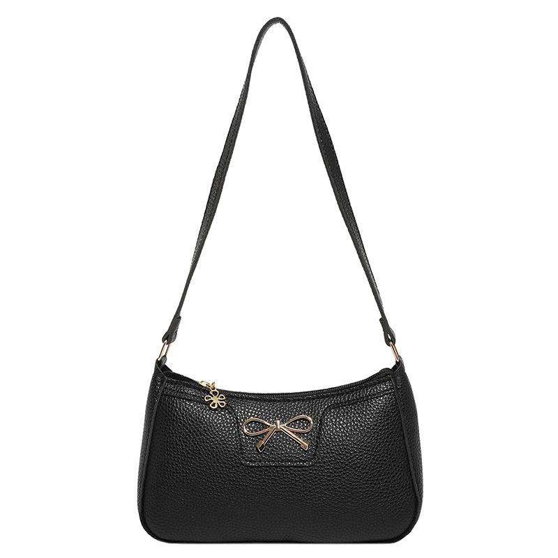 

Temperament popular bag women s new textured shoulder bag commuting versatile simple underarm crescent bag чёрный