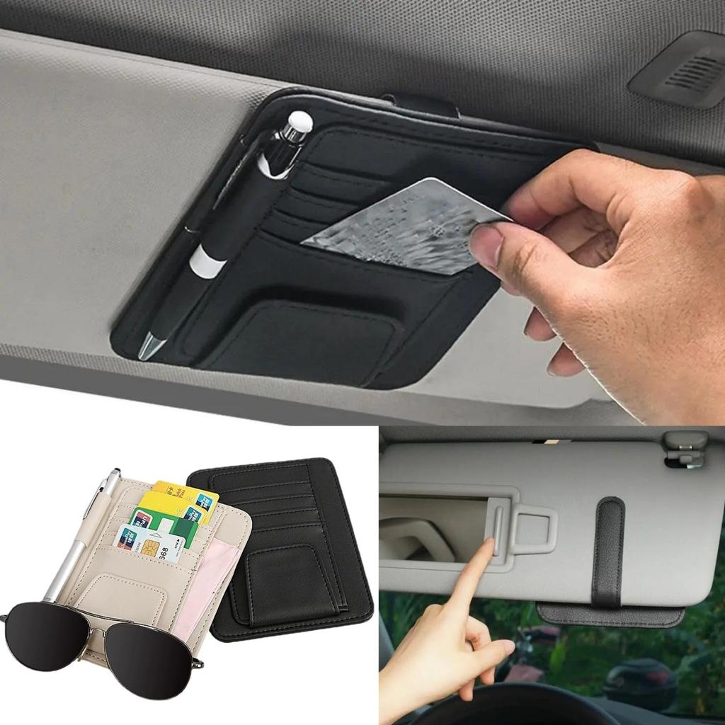 geneX Car Sun Visor Card Glasses Pen Small Item Convenient Gadget Accessories, Mount, Holder, Holder, Holder, Storage, (Black)