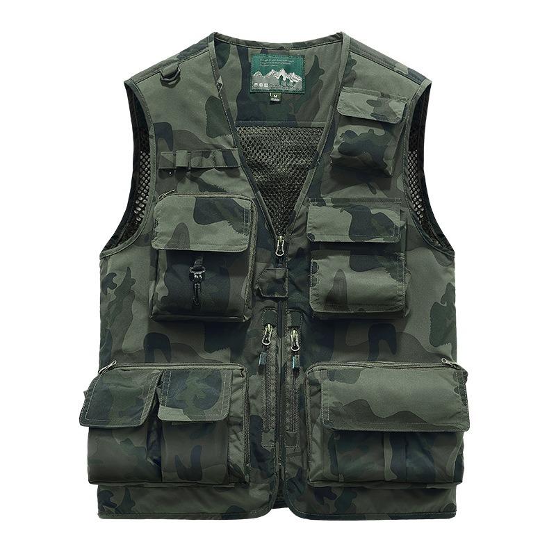 New Camo Quick Drying Mesh Multi Pocket Mens Vest Spring Autumn Outdoor Leisure Breathable Sleeveless Outwear