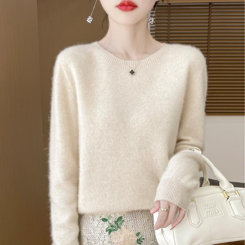 

First-Line Women s Pure Wool Long-Sleeve Sweater—Round Neck, Loose Fit for Autumn and Winter S (90-100 lbs)