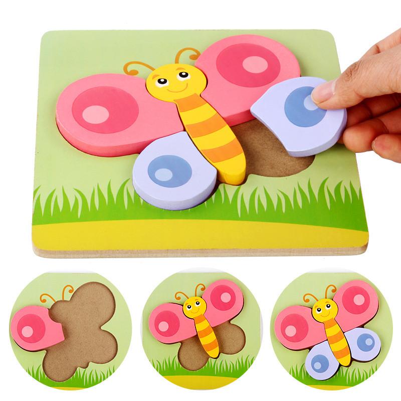 Childrens Wooden 3d Butterfly Puzzle Blocks With Handeye Coordination Development For Early Learning