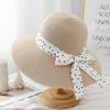 Fashionable Summer Bow Ribbon Hat with Metal Women's Sunhat Wide Brimmed Sunshade
