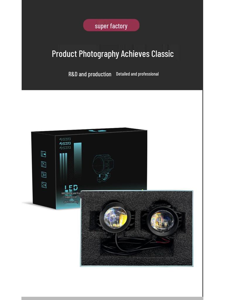 Waterproof LED Motorcycle Headlight: Off-road External Yellow-White Spotlight for Night Riding