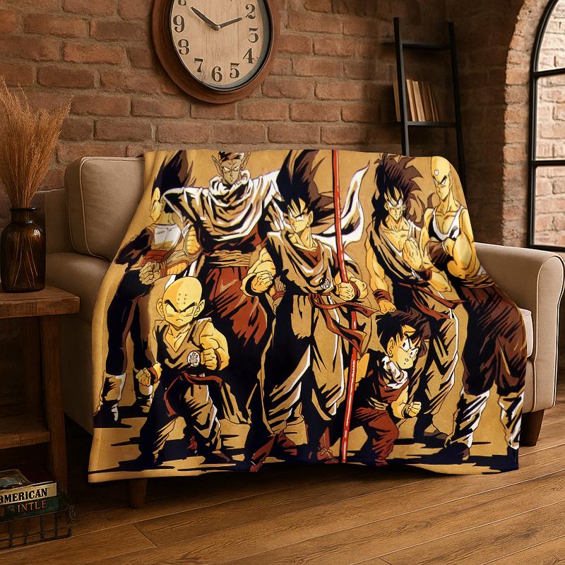 Cartoon D-Dragon Ball Anime Game Flannel Blanket Soft Warm Throw Blanket for Bedroom Living Room Bed Travel Camping Picnic Kid