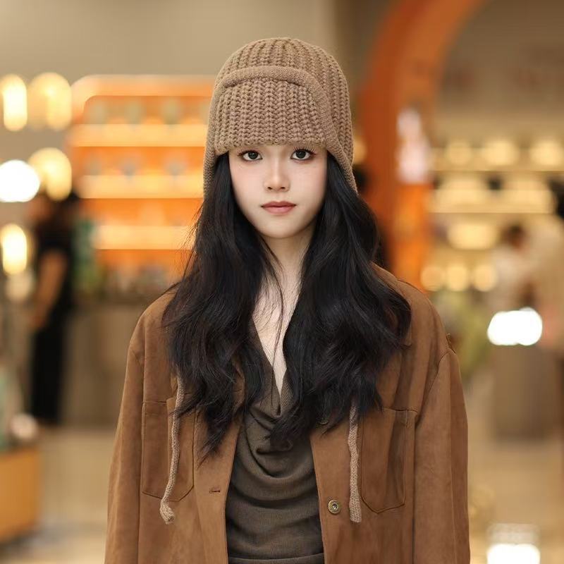 Ear protection knitted wool hat children's season warm Lei Feng hat men's solid color strap flying ski hat tide