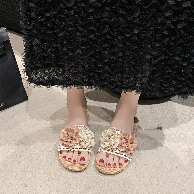 Fashion 2025 New Women's Fashionable Multi-Color Large Flower Student Vacation Beach Lightweight Non-Slip Wear-Resistant Flat Slippers