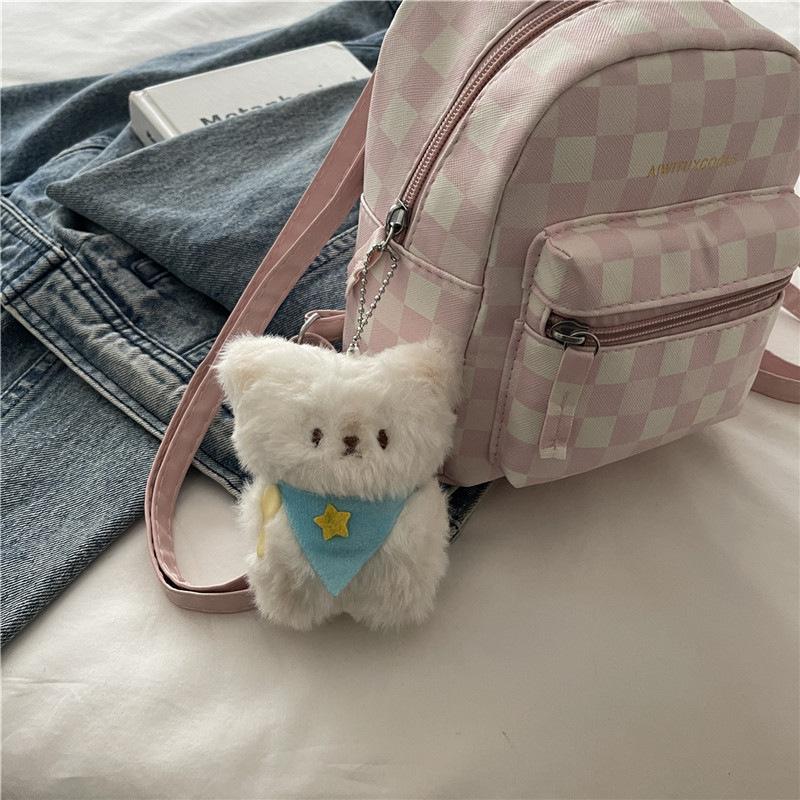 Schoolbag1011 New Casual Schoolbag To Work Commuter Backpack Large Capacity Plaid Letter Backpack Women's High Sense Niche
