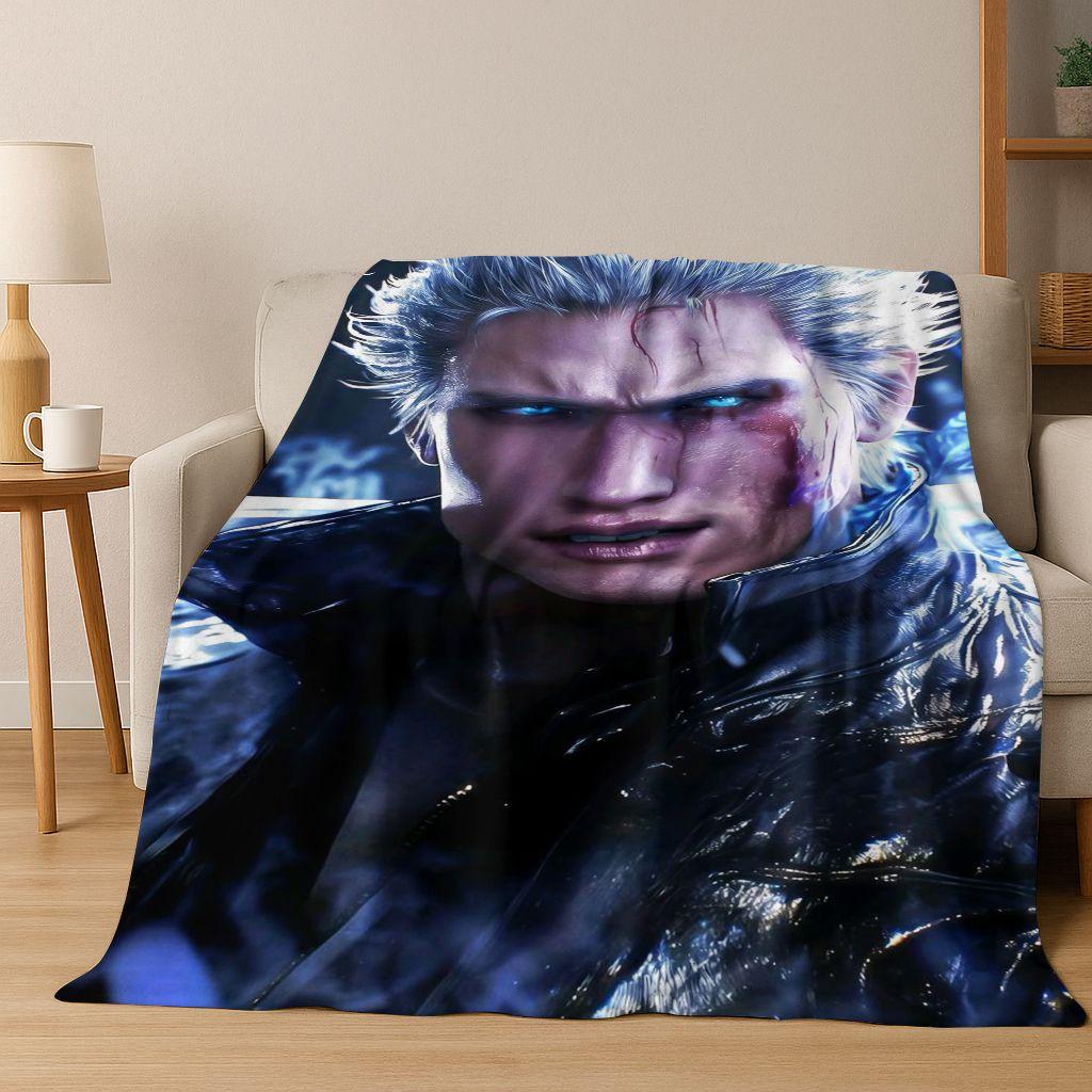 3D D-Devil May Cry DMC Hry Vergil Dante Flanelová deka, Teplá a útulná měkká přehozová deka pro domácí ložnici postel pohovku Dětský dárek