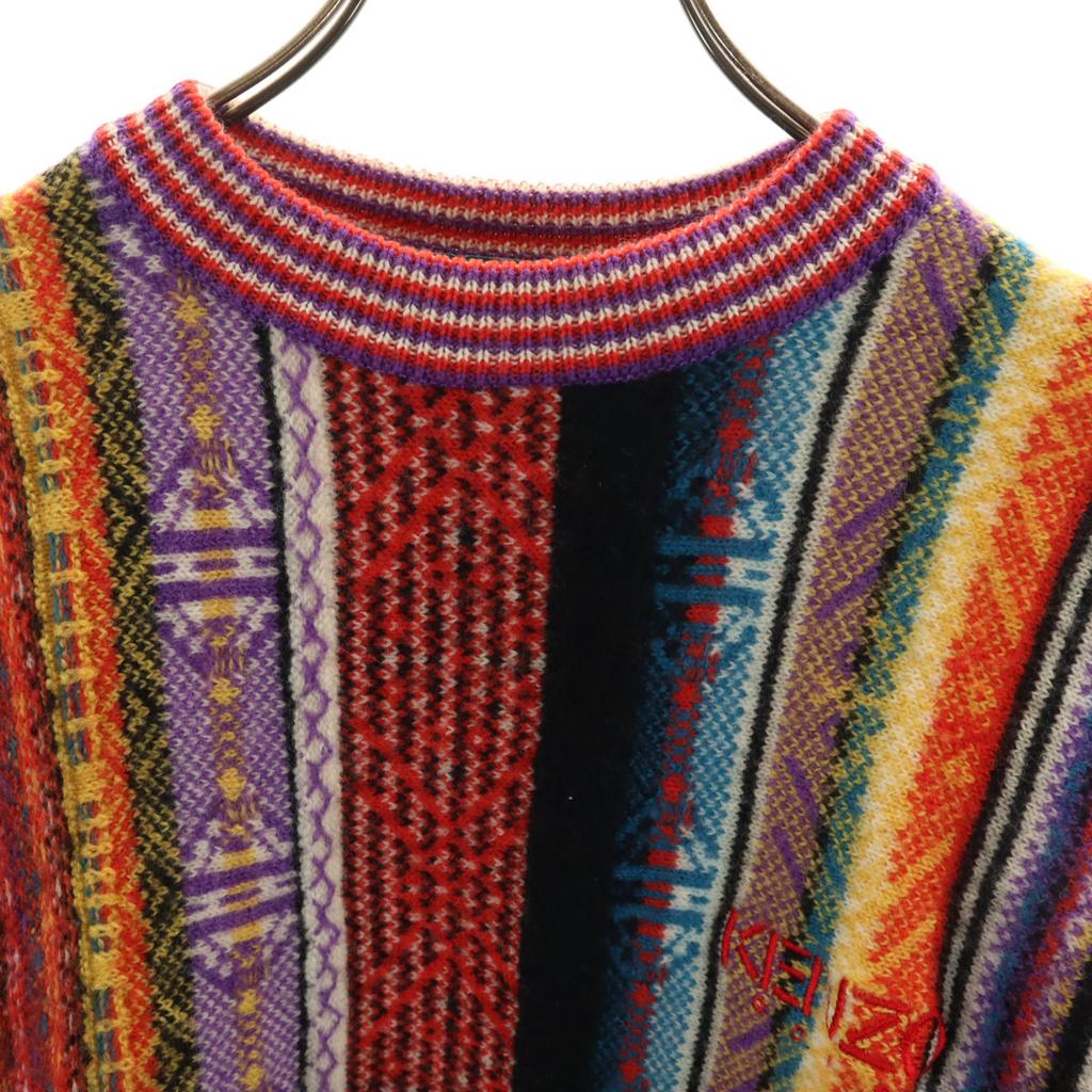 KENZO GOLF Jaren 90 Oude Overall handvat Lange mouwen trui 3 Meervoudig gebreid Heren Gebruikt