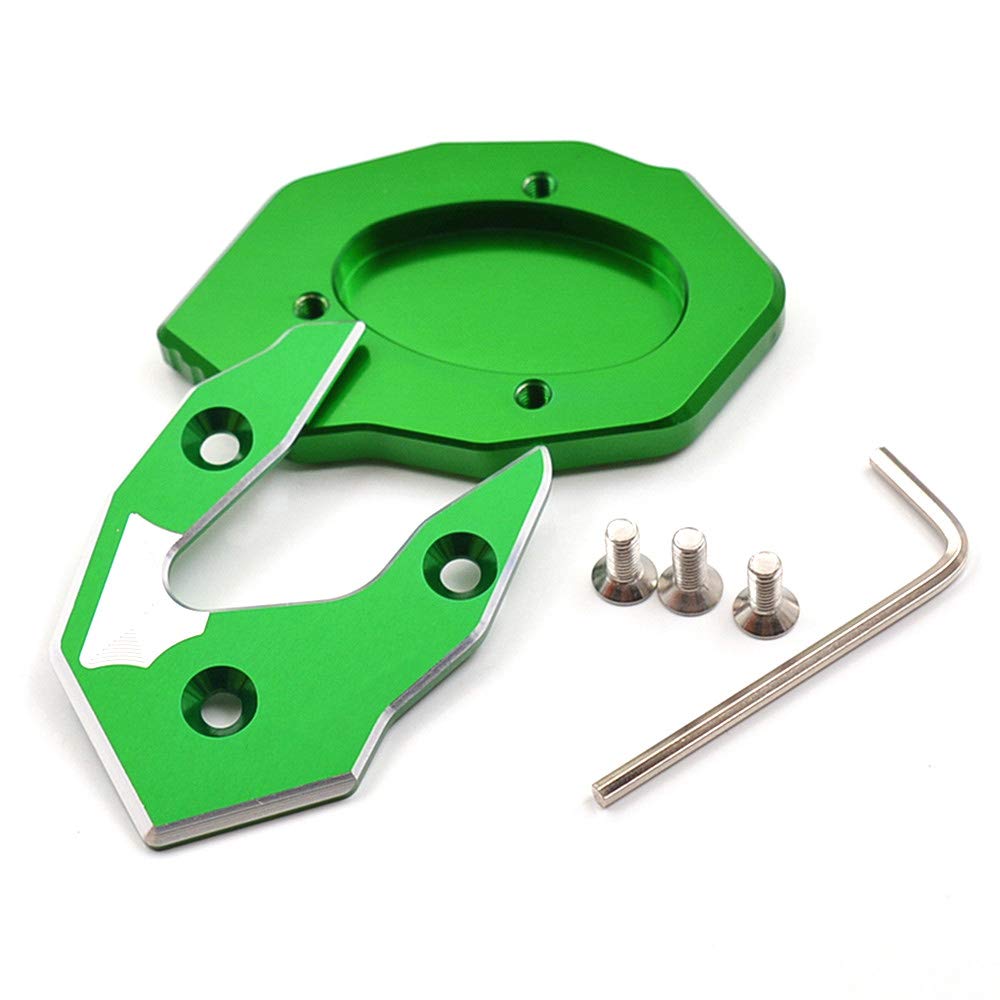LEDISHUN Kickstand Side Stand Plate Extension Aluminum Compatible Models Kawasaki Versis 1000 2012-2022 Versis 300 X300 X250 2017-2022 (Green)