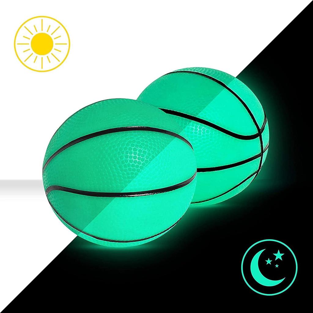 Luminous Blue PVC Basketball - 16/18CM Night Glow Inflatable Fluorescent Toy Ball for Kids