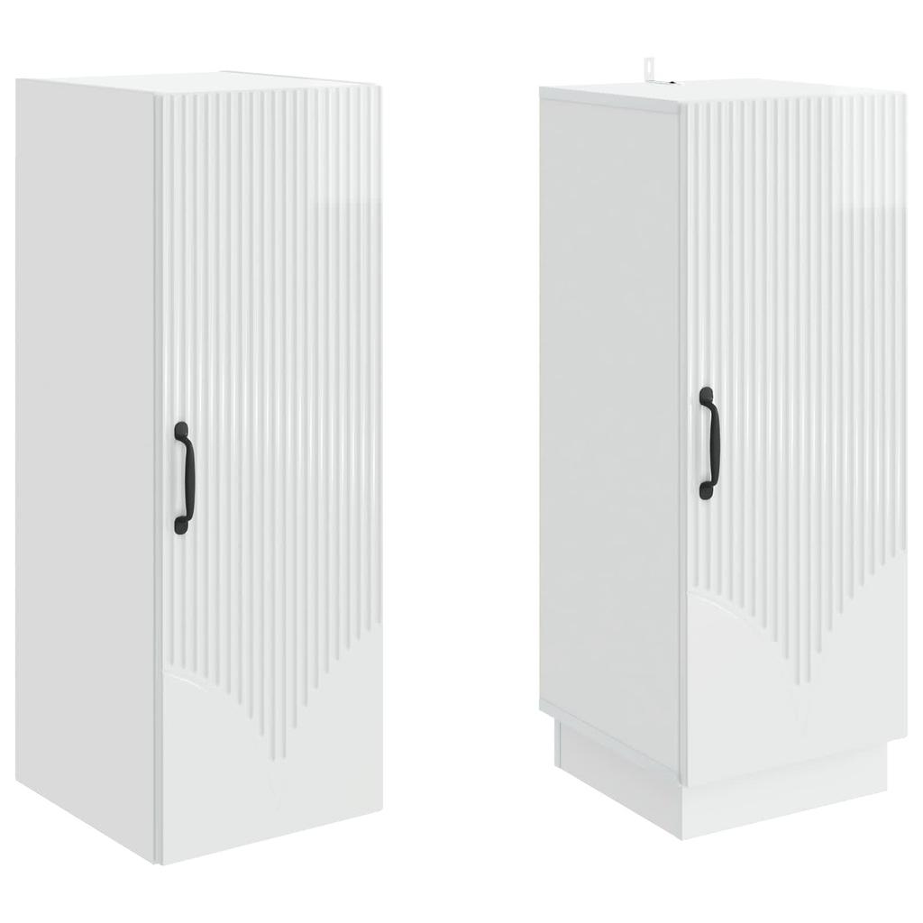 Cabinet Set 2 Pcs High Gloss White Particleboard