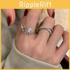 Unique Adjustable Heart Bow Zircon Ring For Women Stylish Copper Geometric Design Autumn