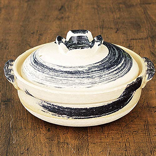 Minosarara Heat-Resistant Gothic Brushed Deep Earthenware Pot, Size 6, for One Person, Made in Japan, Banko Ware