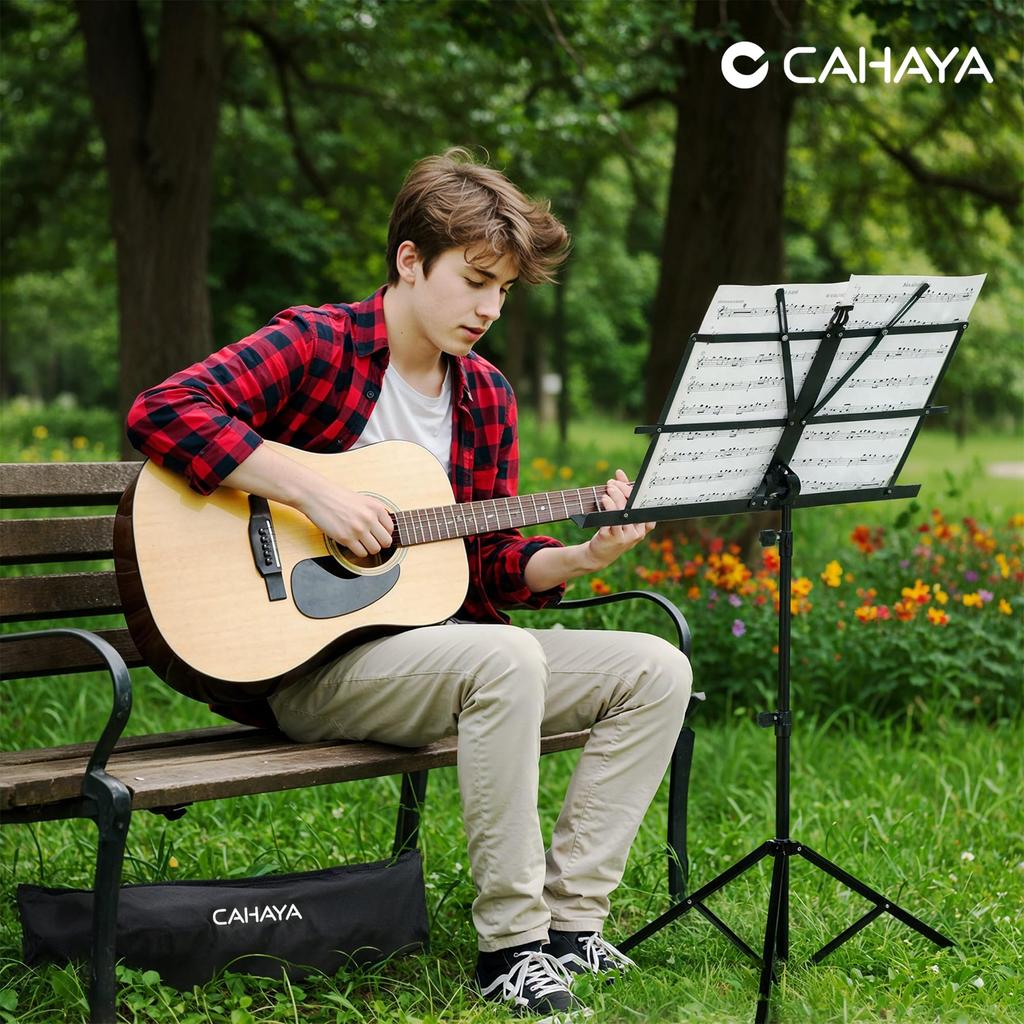 CAHAYA Desktop Foldable Music Stand with Sheet Music Reading Desktop Writing Music Book Desktop Menu Projector Laptop Heat Vertical Lightweight Sheet