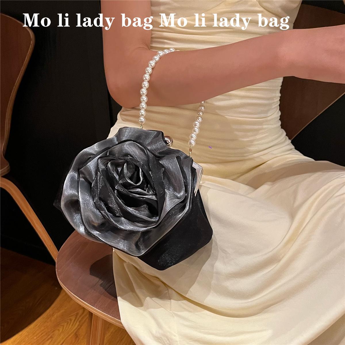 

Luxury Designer Evening Bags for Women Hand-clasp Flower Tote Bag Ladies Shoulder Bag Trend Purse and Handbags for Wedding/party чорний