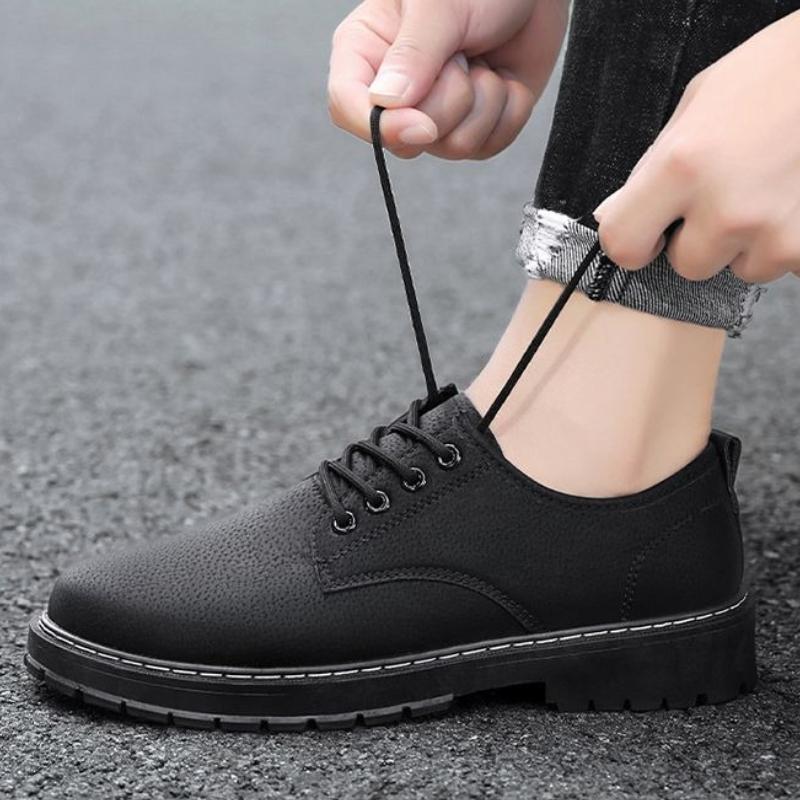 Lace Up Soft Height Increasing Men's Leather Shoes British Style Size 45 Pu 2025 Trend Classic Original Slip-on Male Casual Shoe